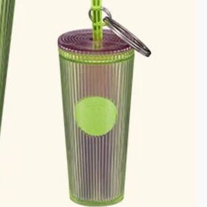 STARBUCKS 2025 Green & Purple Cold Cup Key Chain NWT